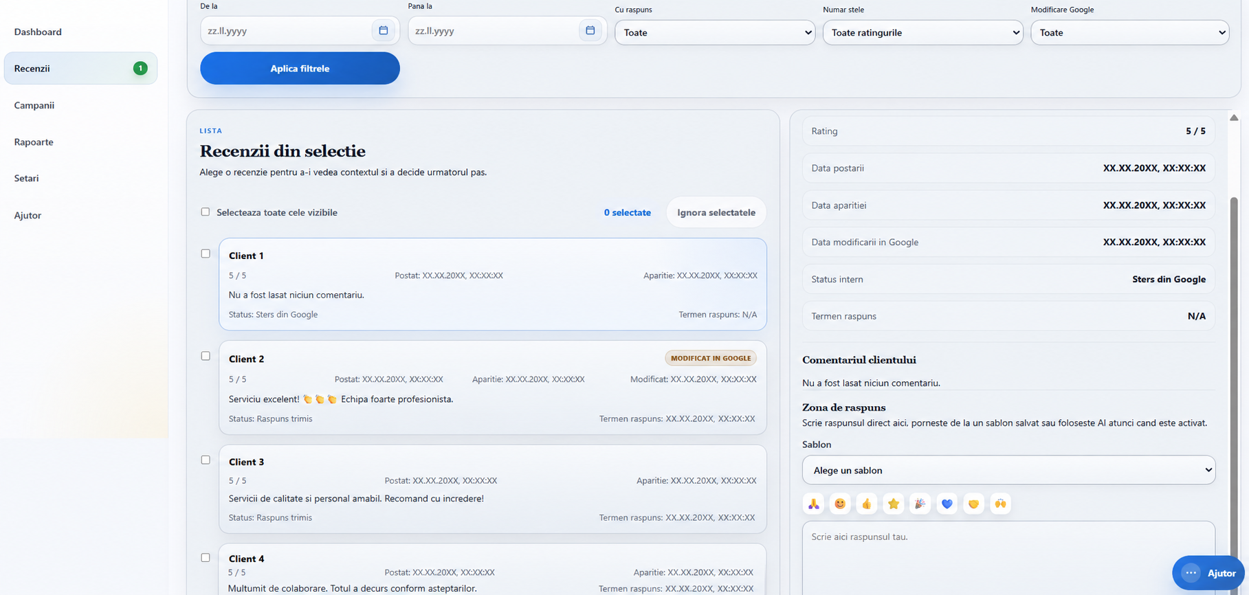 Gestionarea recenziilor în Commprew